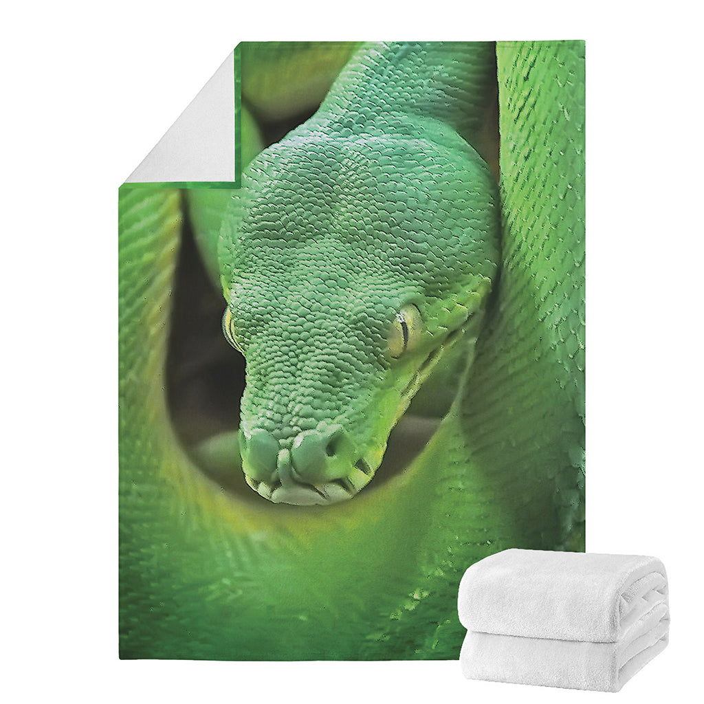 Green Reticulated Python Snake Print Blanket