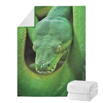 Green Reticulated Python Snake Print Blanket