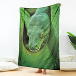 Green Reticulated Python Snake Print Blanket