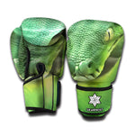 Green Reticulated Python Snake Print Boxing Gloves