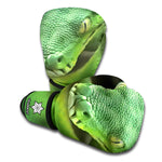 Green Reticulated Python Snake Print Boxing Gloves