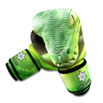 Green Reticulated Python Snake Print Boxing Gloves