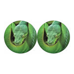 Green Reticulated Python Snake Print Car Coasters
