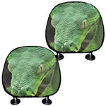 Green Reticulated Python Snake Print Car Headrest Covers