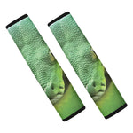 Green Reticulated Python Snake Print Car Seat Belt Covers