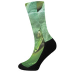 Green Reticulated Python Snake Print Crew Socks