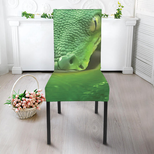 Green Reticulated Python Snake Print Dining Chair Slipcover