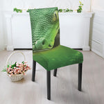Green Reticulated Python Snake Print Dining Chair Slipcover