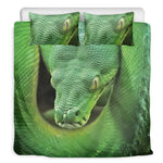 Green Reticulated Python Snake Print Duvet Cover Bedding Set