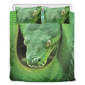 Green Reticulated Python Snake Print Duvet Cover Bedding Set