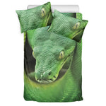 Green Reticulated Python Snake Print Duvet Cover Bedding Set