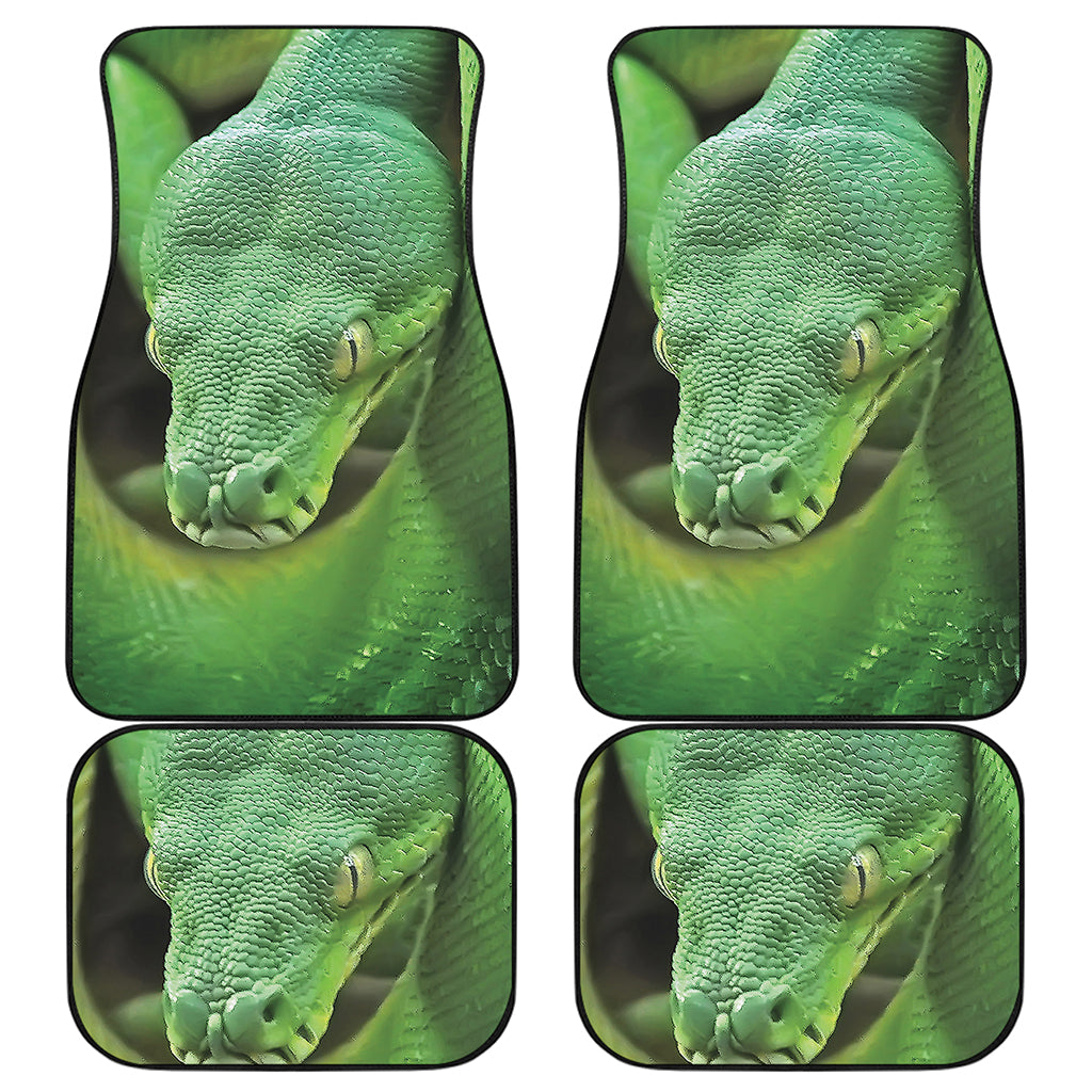Green Reticulated Python Snake Print Front and Back Car Floor Mats