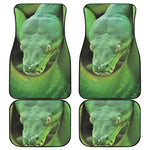 Green Reticulated Python Snake Print Front and Back Car Floor Mats