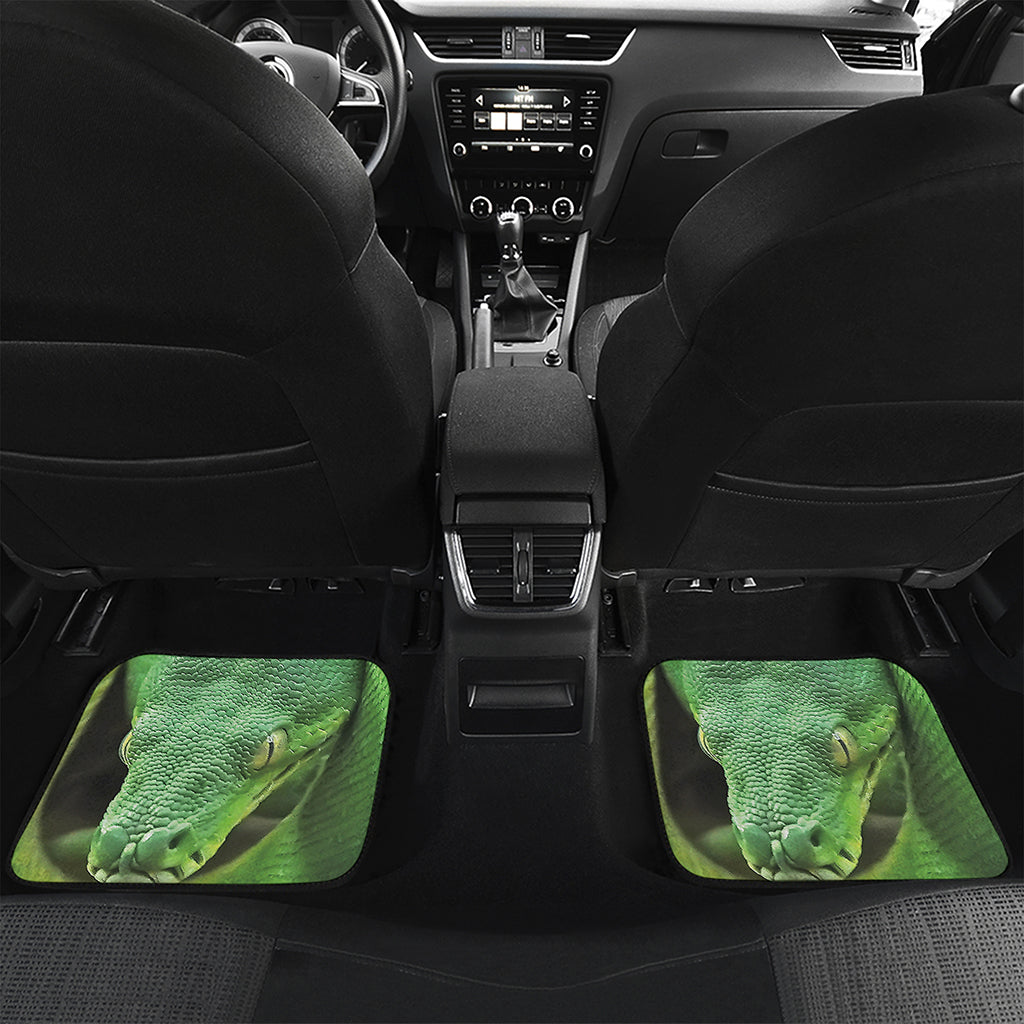Green Reticulated Python Snake Print Front and Back Car Floor Mats