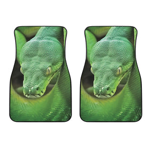 Green Reticulated Python Snake Print Front Car Floor Mats