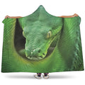 Green Reticulated Python Snake Print Hooded Blanket