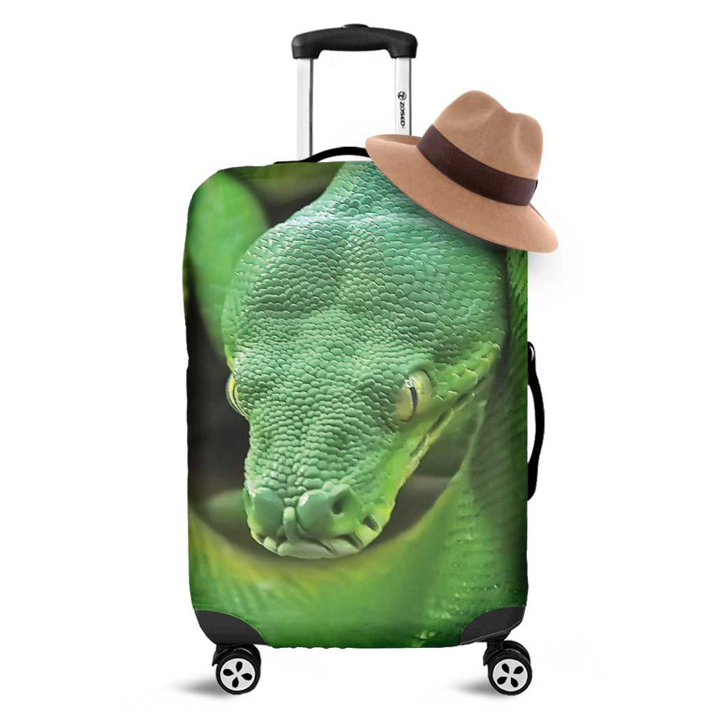 Green Reticulated Python Snake Print Luggage Cover