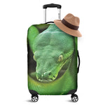 Green Reticulated Python Snake Print Luggage Cover