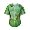 Green Reticulated Python Snake Print Men's Baseball Jersey