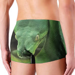 Green Reticulated Python Snake Print Men's Boxer Briefs