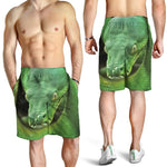 Green Reticulated Python Snake Print Men's Shorts