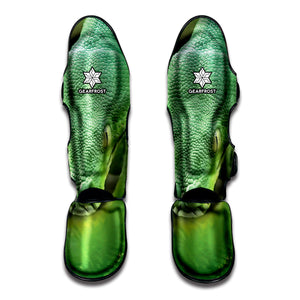 Green Reticulated Python Snake Print Muay Thai Shin Guard