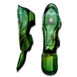 Green Reticulated Python Snake Print Muay Thai Shin Guard