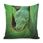 Green Reticulated Python Snake Print Pillow Cover