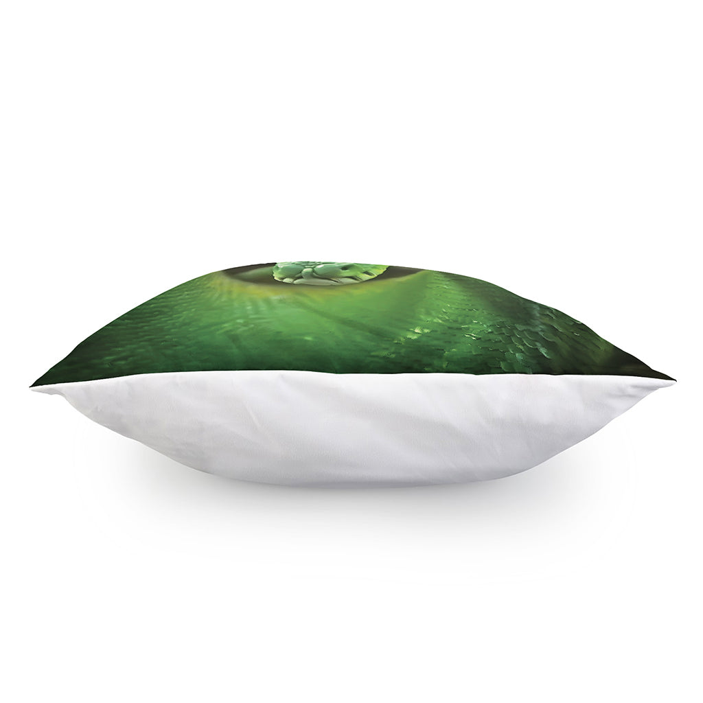 Green Reticulated Python Snake Print Pillow Cover