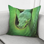 Green Reticulated Python Snake Print Pillow Cover