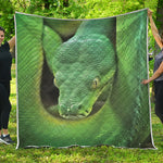Green Reticulated Python Snake Print Quilt