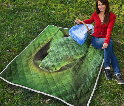 Green Reticulated Python Snake Print Quilt
