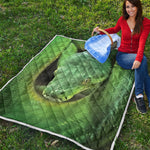 Green Reticulated Python Snake Print Quilt