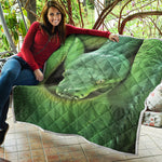 Green Reticulated Python Snake Print Quilt