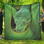 Green Reticulated Python Snake Print Quilt