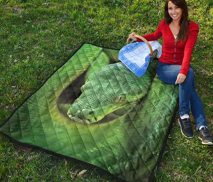 Green Reticulated Python Snake Print Quilt