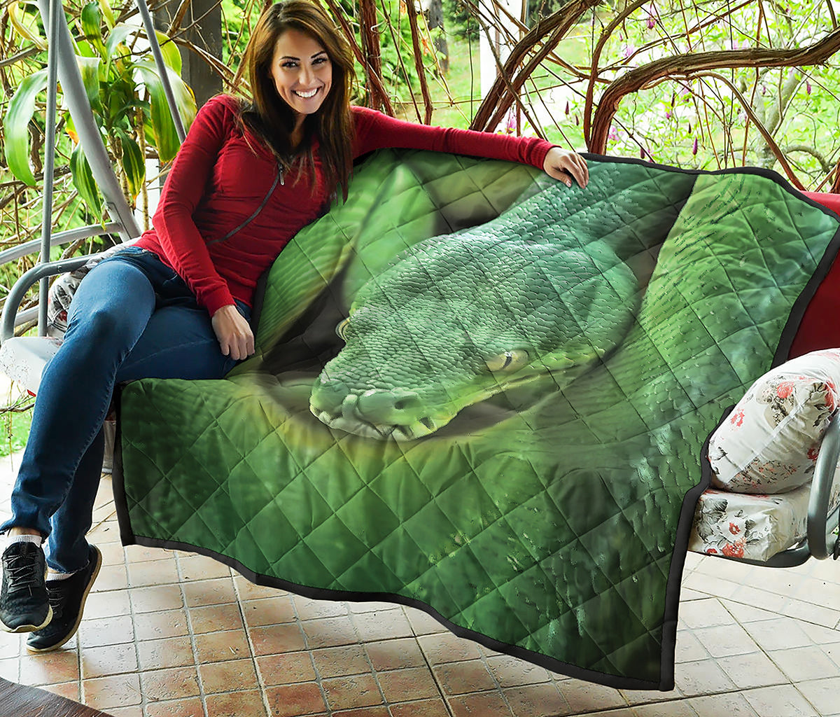 Green Reticulated Python Snake Print Quilt