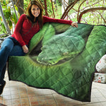 Green Reticulated Python Snake Print Quilt