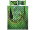 Green Reticulated Python Snake Print Quilt Bed Set