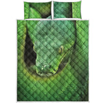 Green Reticulated Python Snake Print Quilt Bed Set