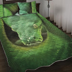 Green Reticulated Python Snake Print Quilt Bed Set