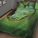 Green Reticulated Python Snake Print Quilt Bed Set