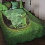 Green Reticulated Python Snake Print Quilt Bed Set