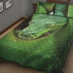 Green Reticulated Python Snake Print Quilt Bed Set