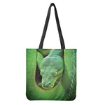 Green Reticulated Python Snake Print Tote Bag