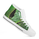 Green Reticulated Python Snake Print White High Top Shoes