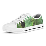 Green Reticulated Python Snake Print White Low Top Shoes