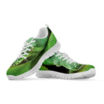 Green Reticulated Python Snake Print White Sneakers