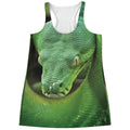 Green Reticulated Python Snake Print Women's Racerback Tank Top