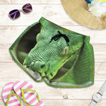 Green Reticulated Python Snake Print Women's Shorts
